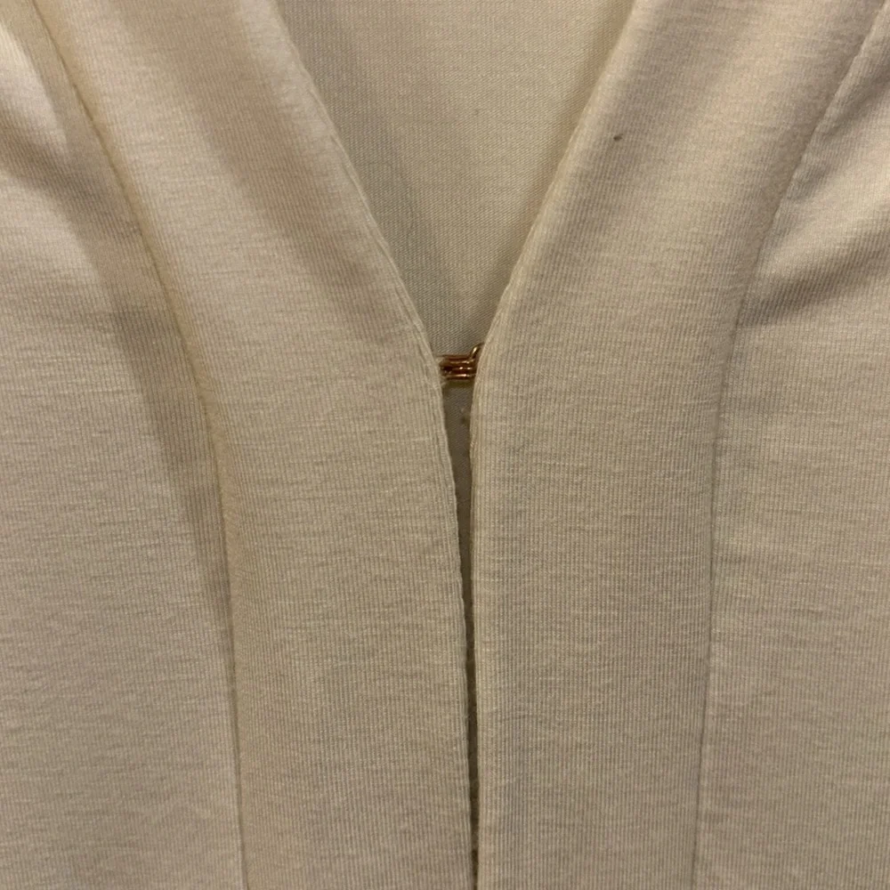 LOGO by Lori Goldstein Cream Light Weight Jacket HiLo Floral Sheer Ruffle Hem